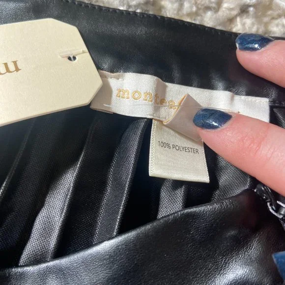 NWT Faux Leather Pleated Midi Skirt - Picture 4 of 5